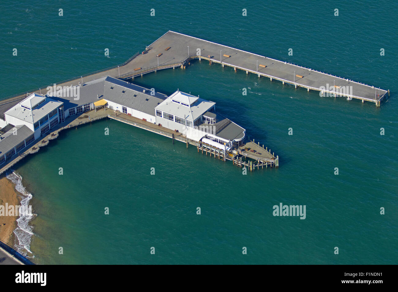 Ferry terminal, Devonport, Auckland, North Island, New Zealand - aerial Stock Photo