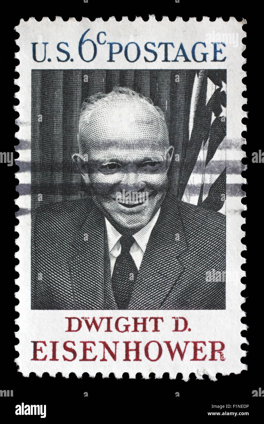 Stamp printed in USA shows Dwight D. Eisenhower, 34rd President (1890