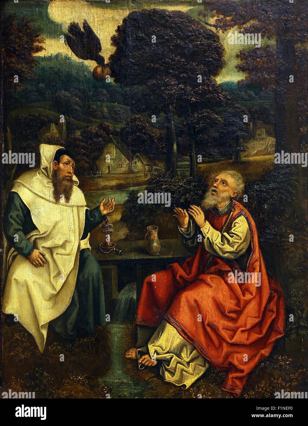 Joos van Cleve: St Paul and of St. Anthony Hermit, Old Masters Collection in Zagreb, Croatia Stock Photo