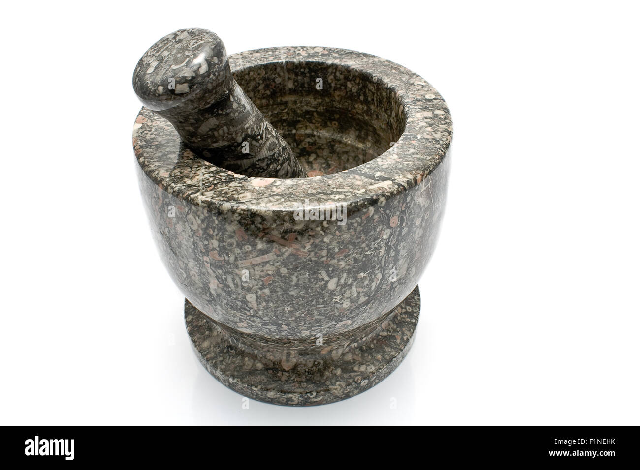 Granite mortar and pestle isolated on white Stock Photo Alamy