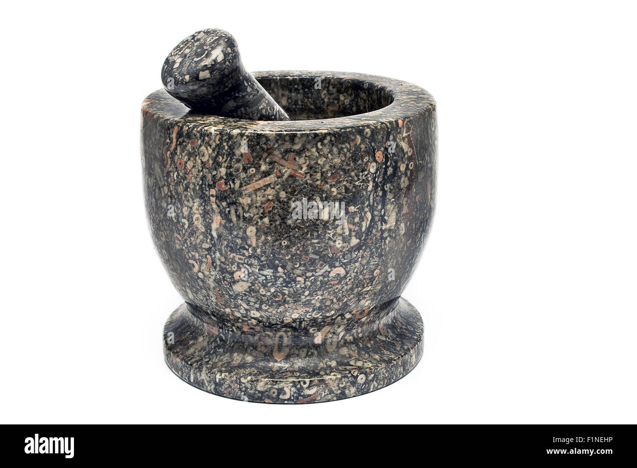 Granite mortar and pestle isolated on white Stock Photo Alamy