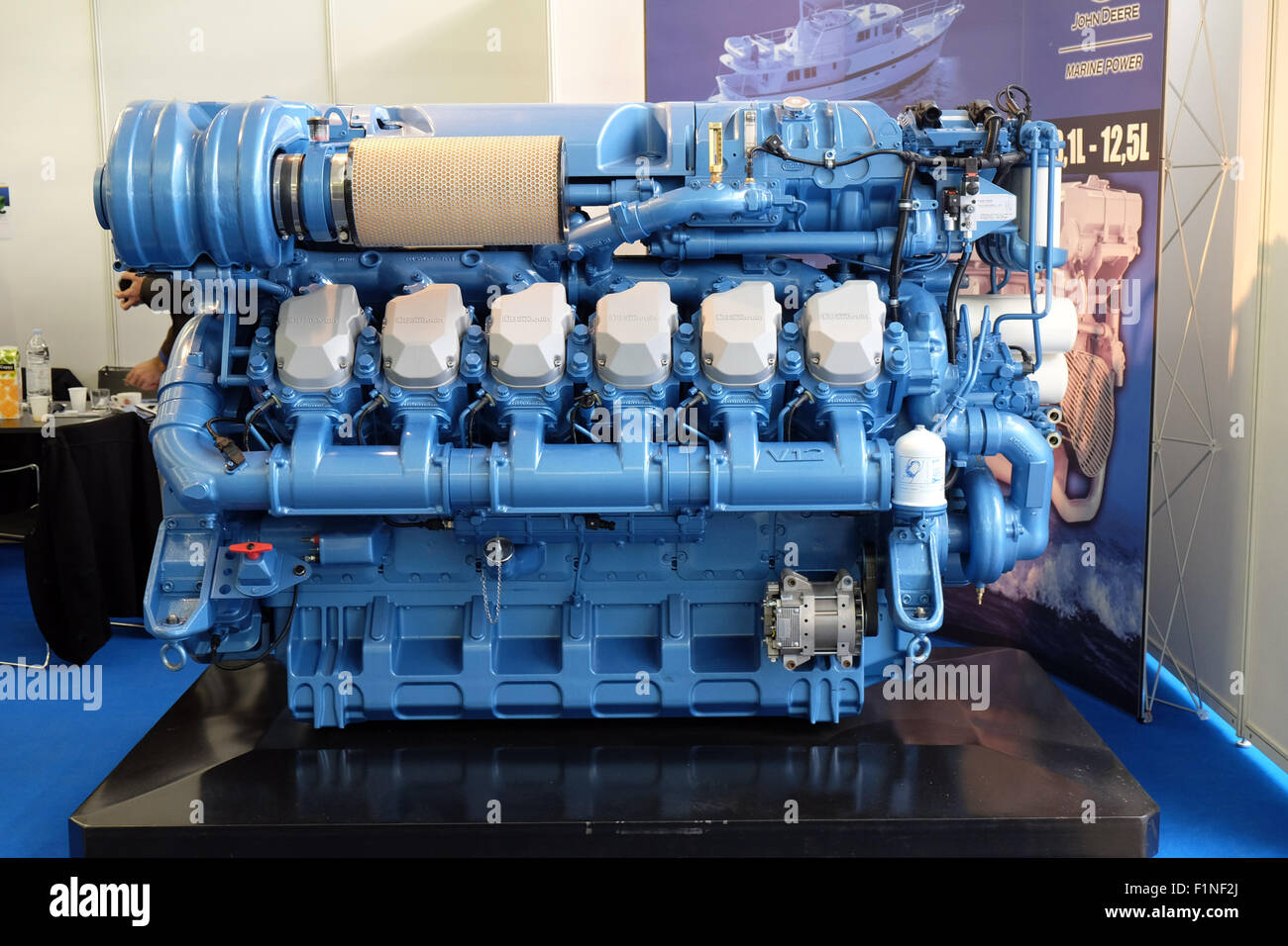 Modern engine used on marine industry exhibited at the Zagreb Boat Show