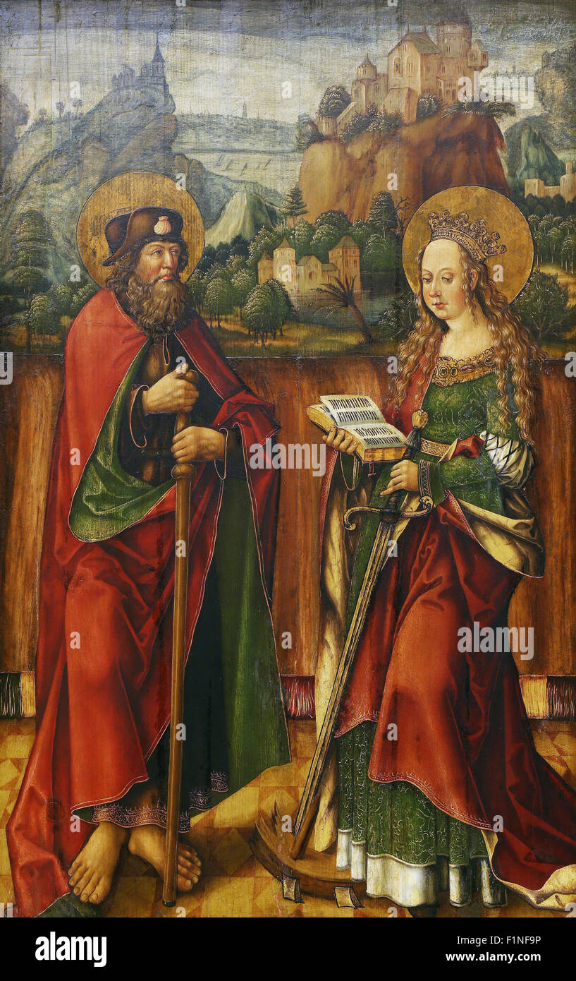 Jacob Cornelisz van Oostsanen: St. James Elder and Catherine of Alexandria, Old Masters Collection in Zagreb, Croatia Stock Photo