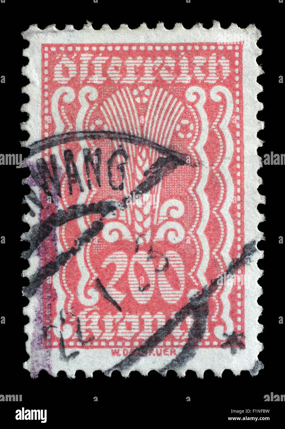 Stamp printed in Austria shows Symbols of Agriculture, circa 1922 Stock Photo