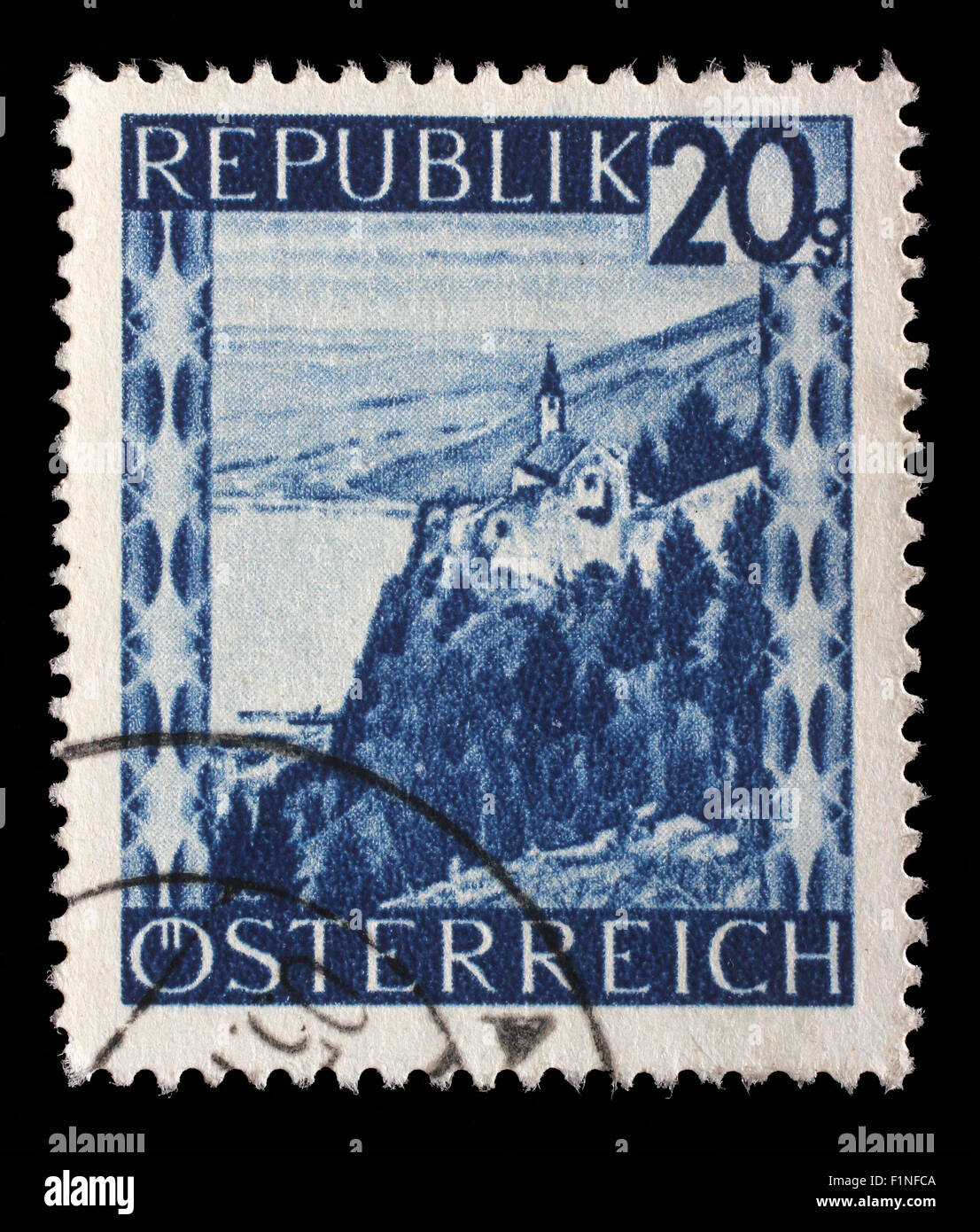 Stamp printed by Austria, shows Lake Constance, circa 1945 Stock Photo