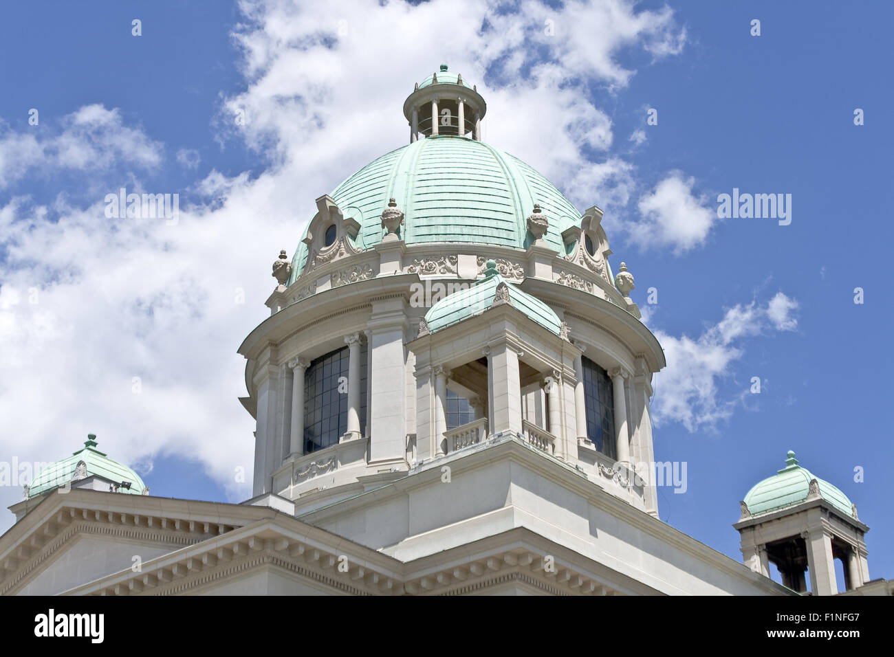 Dome of Serbian  parliament over blue sky Stock Photo