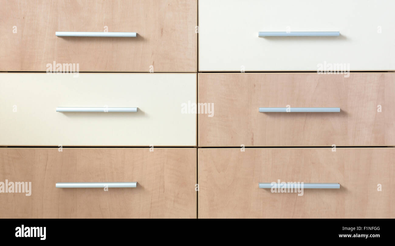 Symetry Drawers Cropped cabinet with six symmetric drawers Stock Photo - Alamy