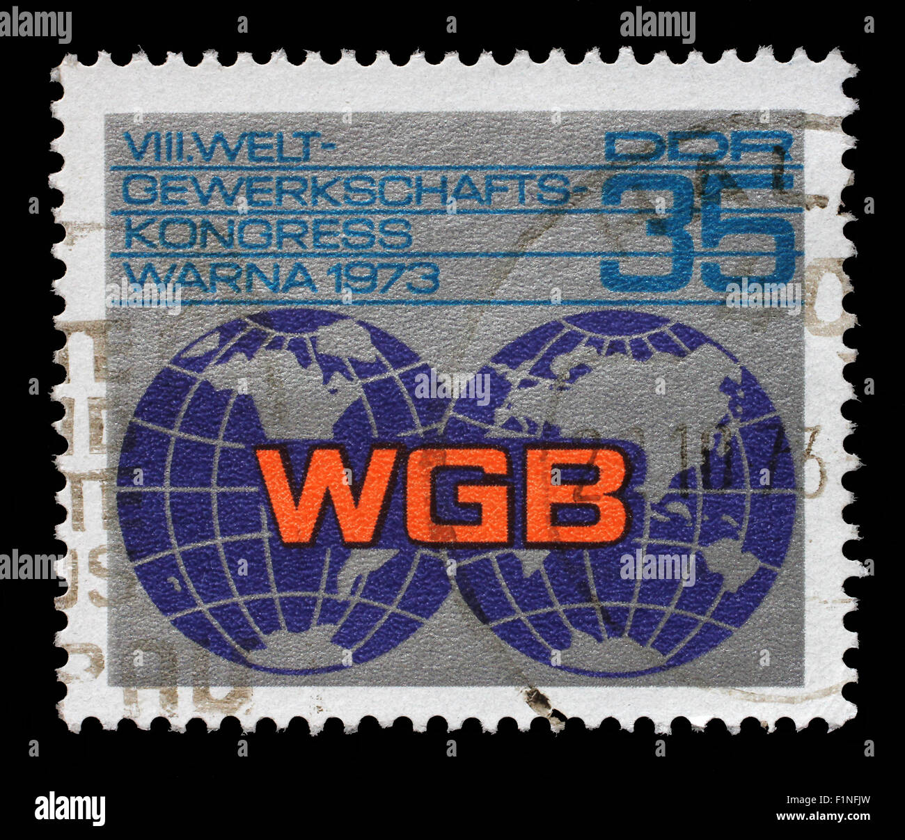 Stamp printed in GDR shows Trade Union Congress, circa 1973. Stock Photo