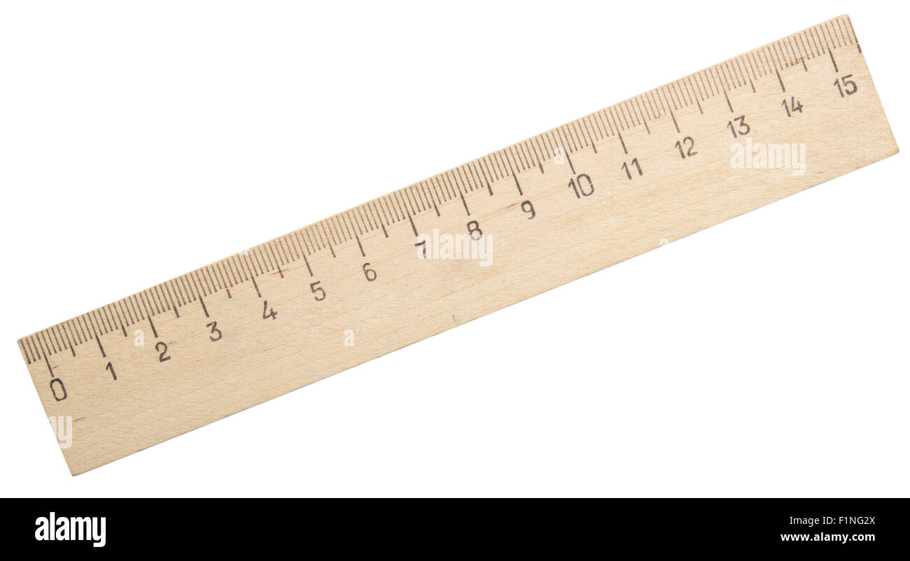 wooden ruler isolated on white background Stock Photo