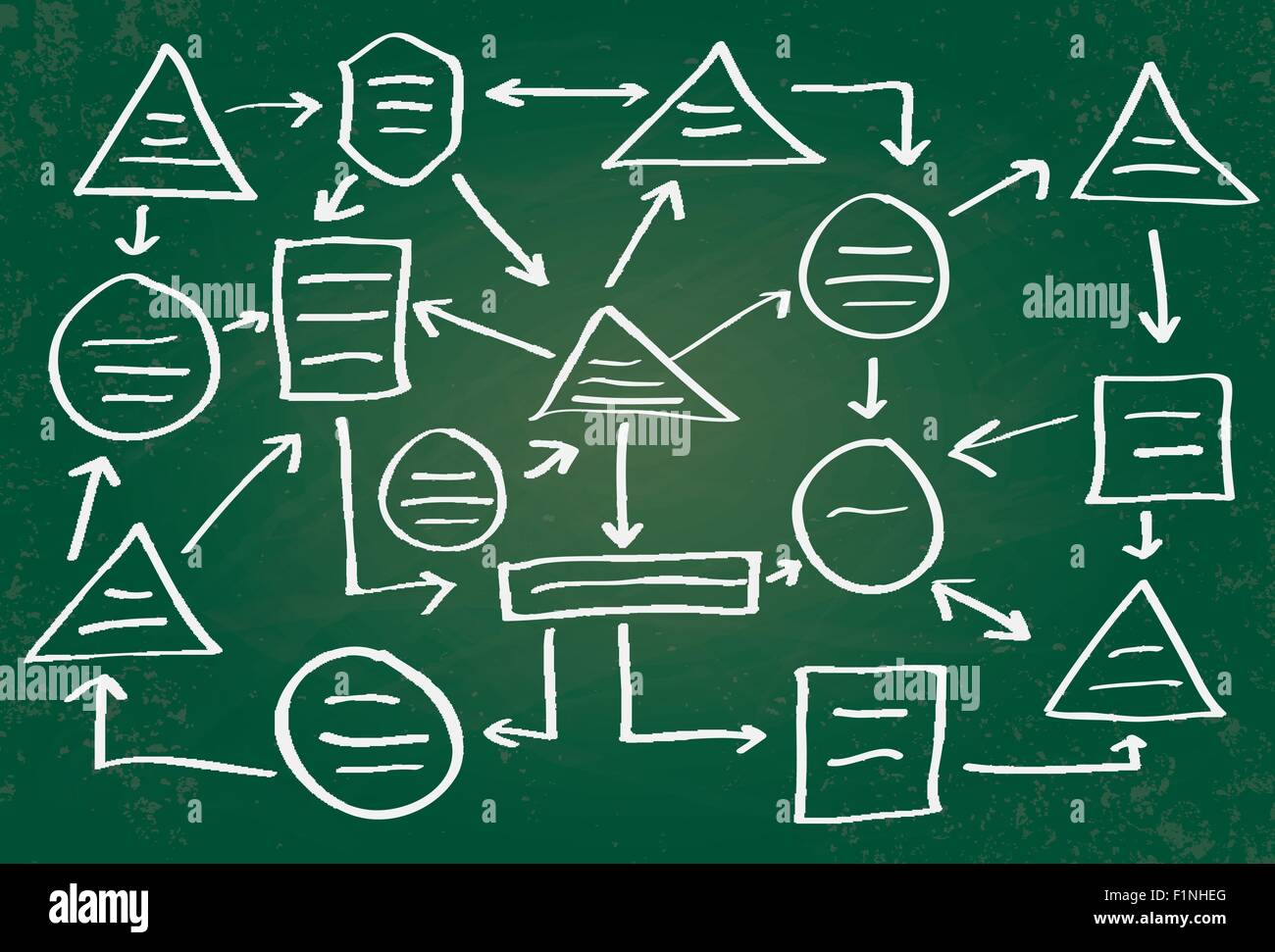 Hand drawn scheme. Isolated vector illustration on green school blackboard Stock Vector