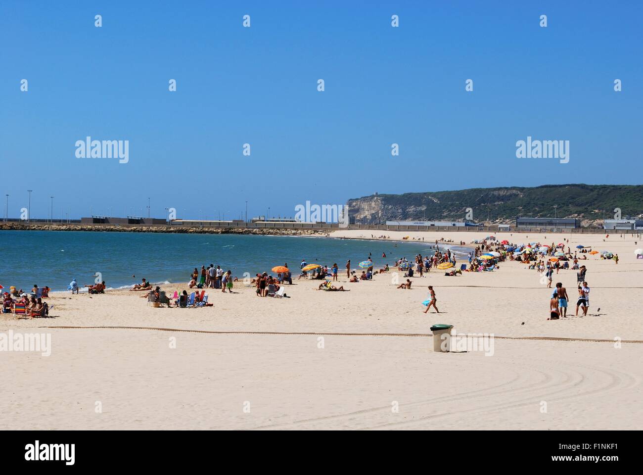 Tourists relaxing on the beach during the Summertime, Barbate, Costa de