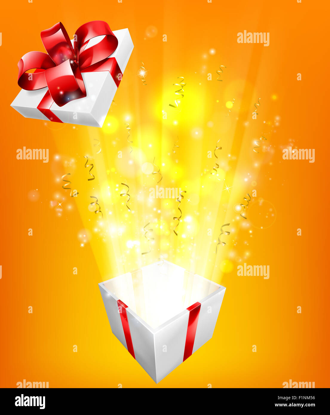 Gift box explosion concept for an exciting birthday, Christmas or