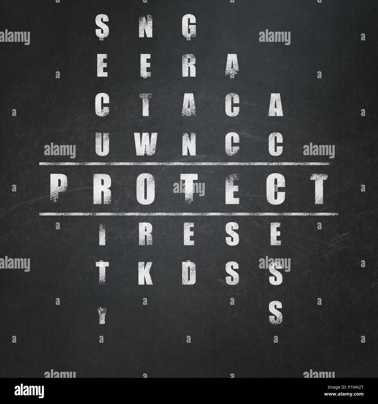 Safety concept word Protect in solving Crossword Puzzle Stock Photo