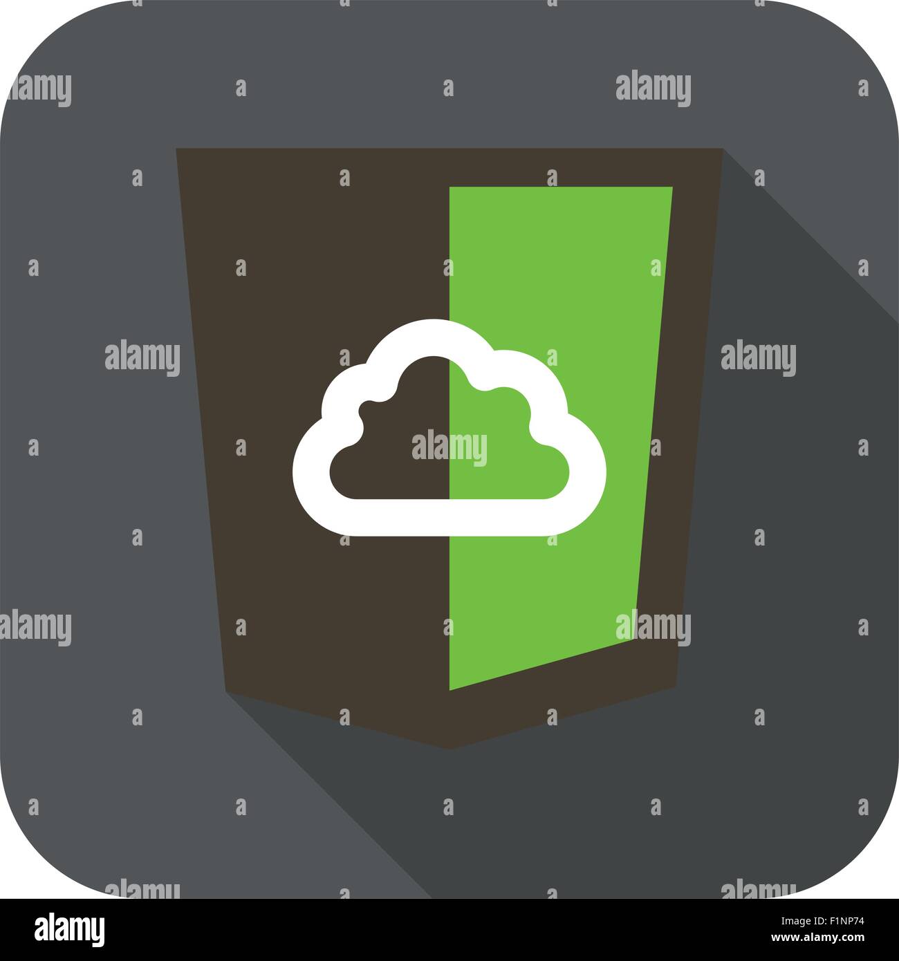 vector icon web shield with cloud for node js framework - isolated flat ...