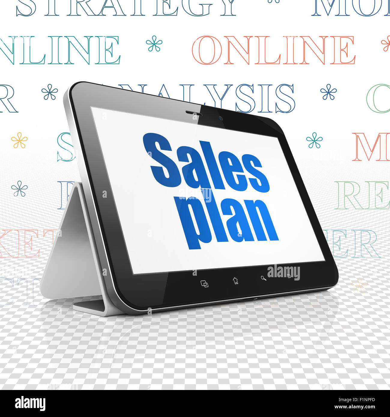 Marketing concept: Tablet Computer with Sales Plan on display Stock ...