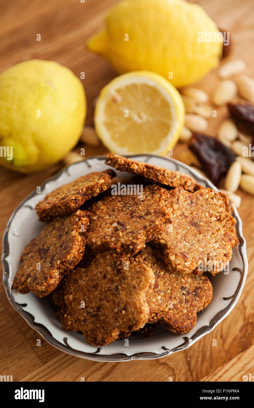 Gluten free ginger cookies with almonds, dates and cardamom Stock Photo Alamy