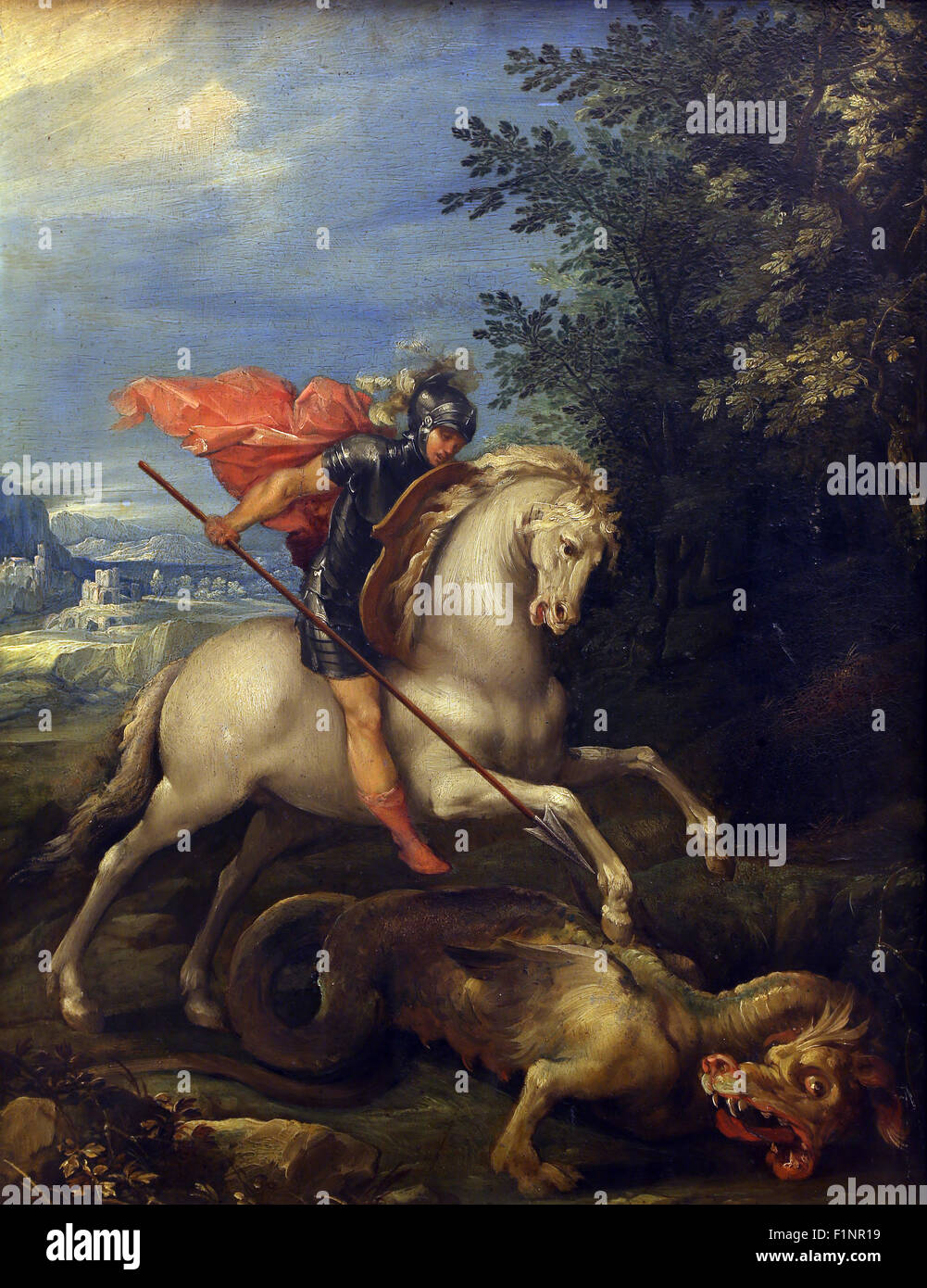 Giuseppe Cesari (Cavaliere d'Arpino): St. George slaying the dragon, Old Masters Collection, in Zagreb, Croatia Stock Photo