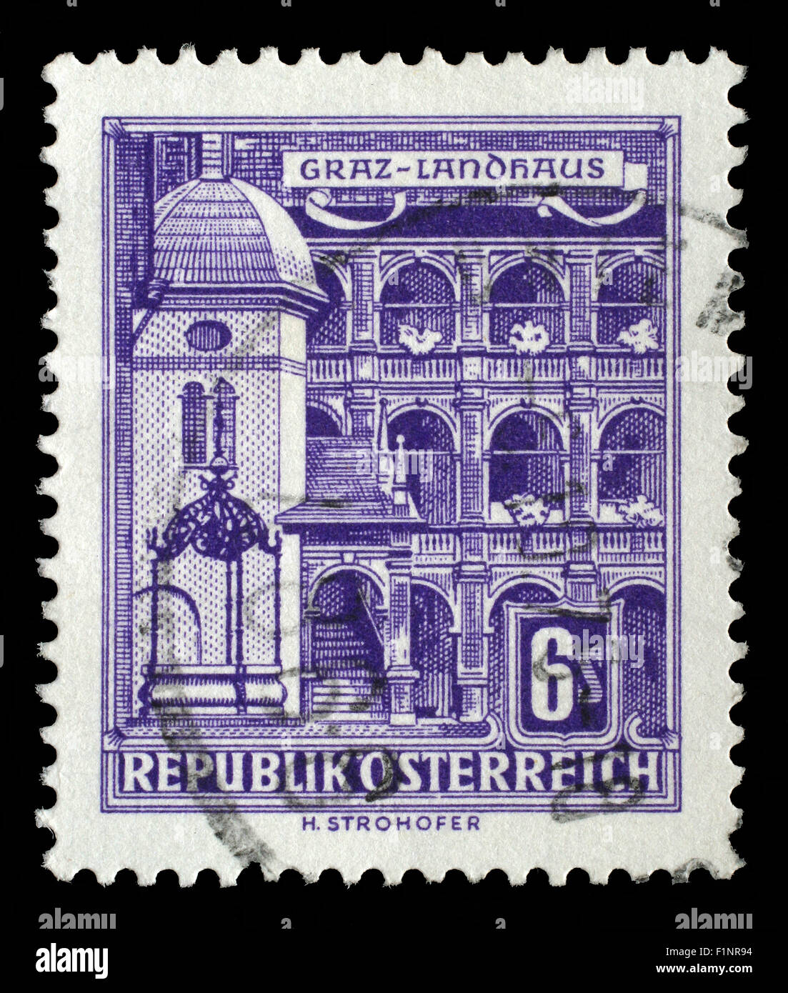 Stamp printed in Austria shows Graz Landhaus, circa 1957. Stock Photo