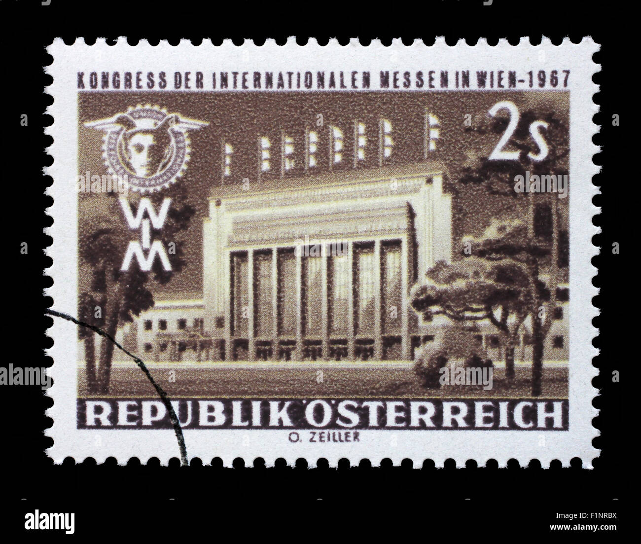 Stamp printed by Austria, shows Main Gate to Fair, Prater, Vienna, circa 1967 Stock Photo