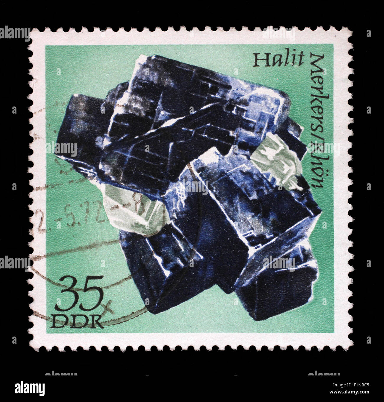 Stamp printed in GDR shows Halite from the series Minerals, circa 1972. Stock Photo