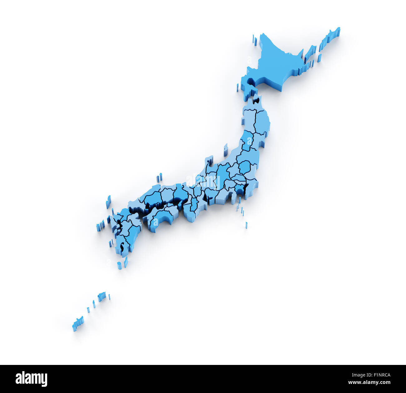 Map of Japan with provinces in separate pieces Stock Photo
