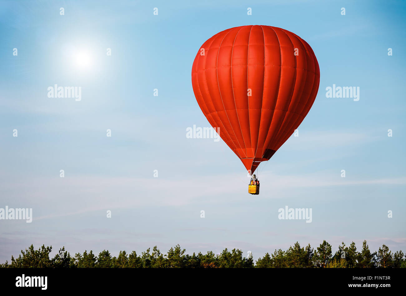 Sigle air balloon in blue sky Stock Photo