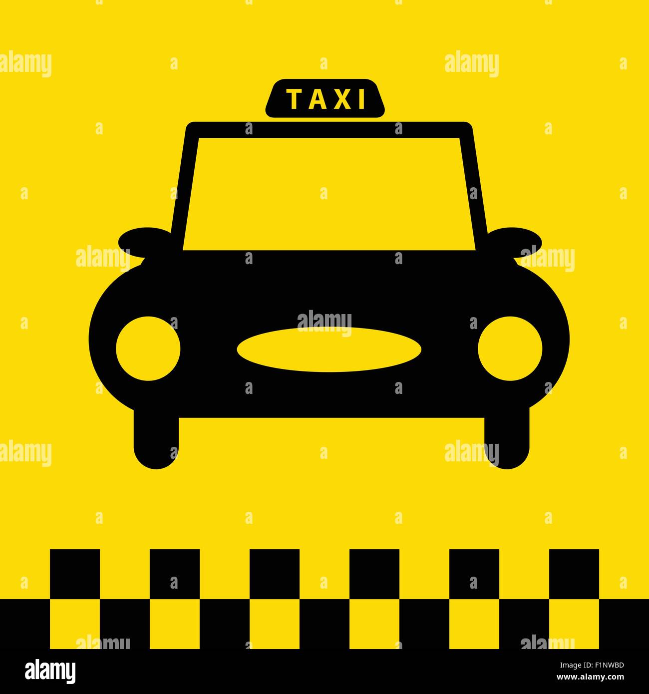 taxi car icon traditional yellow black color vector flat illustration Stock Vector