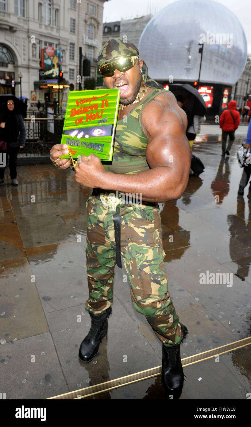 tiny iron has BRITAINS BIGGEST BICEPS attends the launch of Ripley's  Believe It or Not! annual, Dare to Look!, at Ripley's Bel Stock Photo -  Alamy