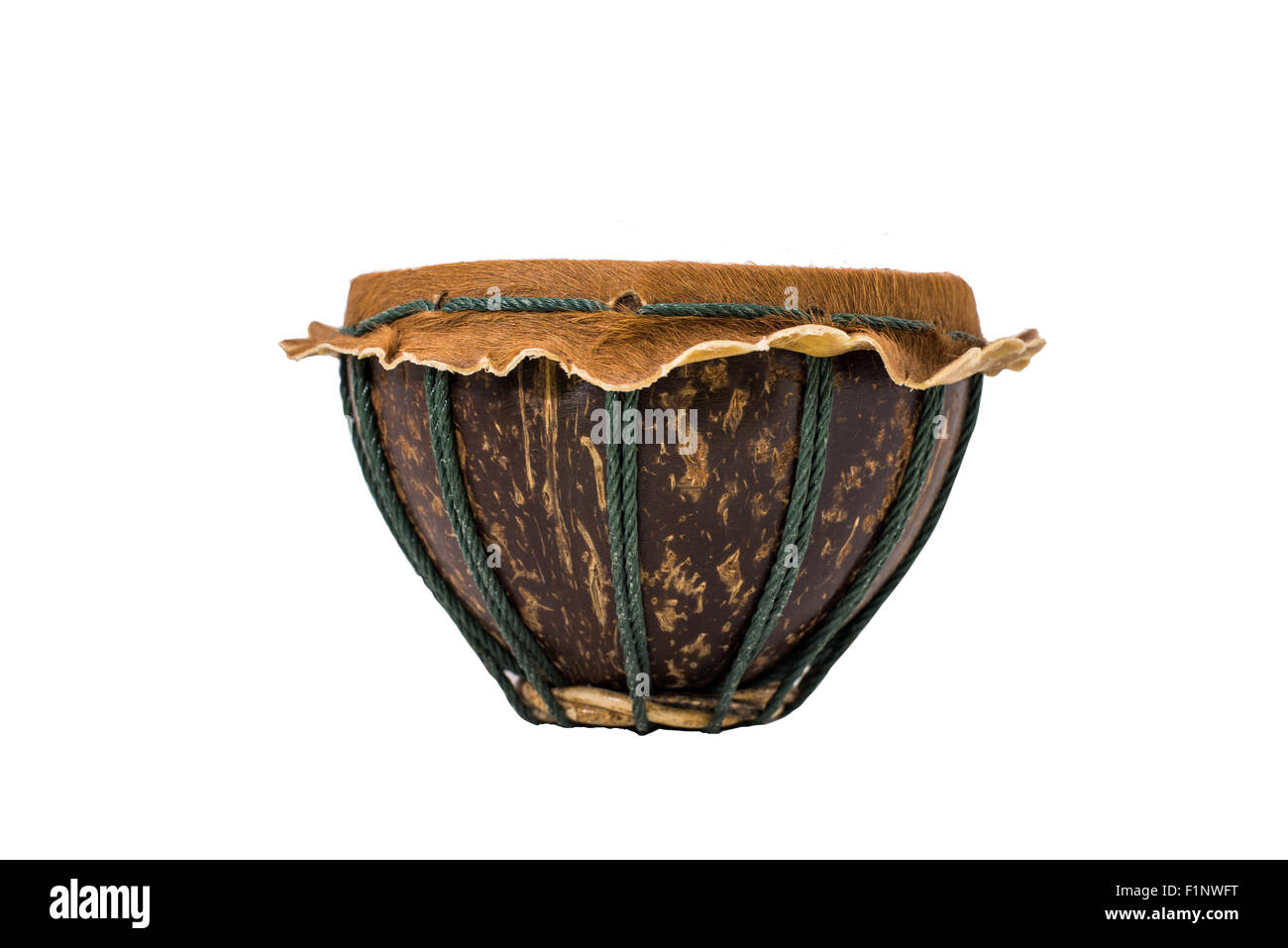The coconut shell drum with isolate style Stock Photo