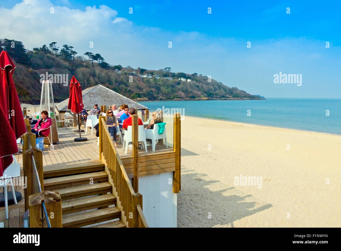 The beach cafe at Carbis Bay, Cornwall, England, UK Stock Photo