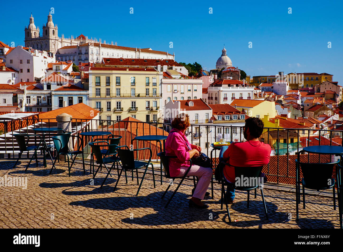Portugal, Lisbon, Alfama from Santa Luzia belvedere Stock Photo