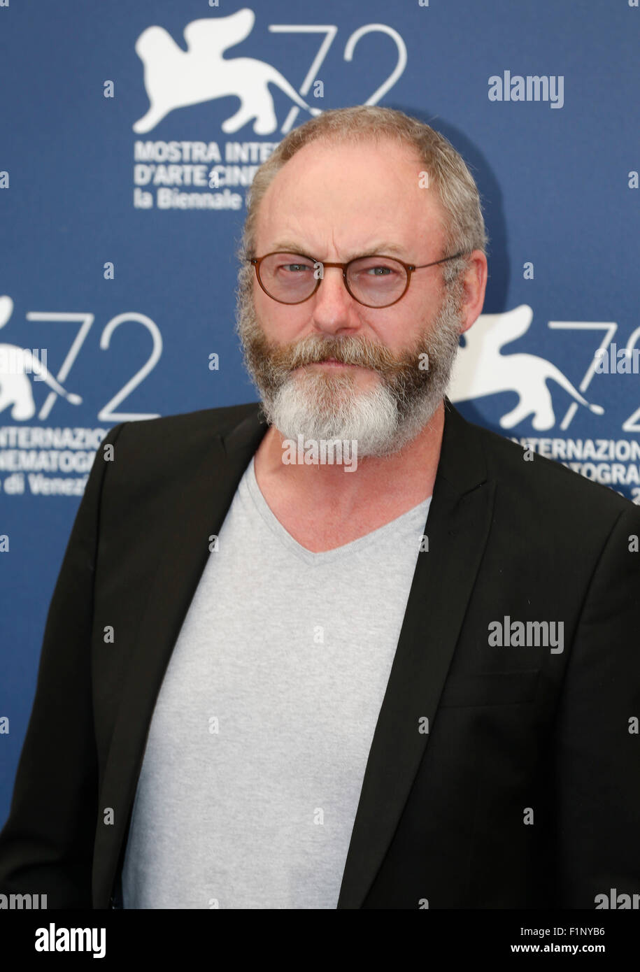 Venice, Italy. 5th Sep, 2015. Actor Liam Cunningham attends a photocall for 'The Childhood Of A Leader' during the 72nd Venice Film Festival at Lido island in Venice, Italy, Sept. 5, 2015. Credit:  Ye Pingfan/Xinhua/Alamy Live News Stock Photo