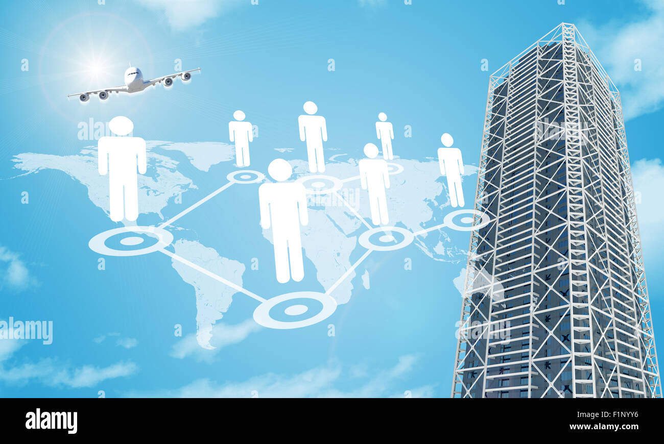Construction project with world map Stock Photo - Alamy