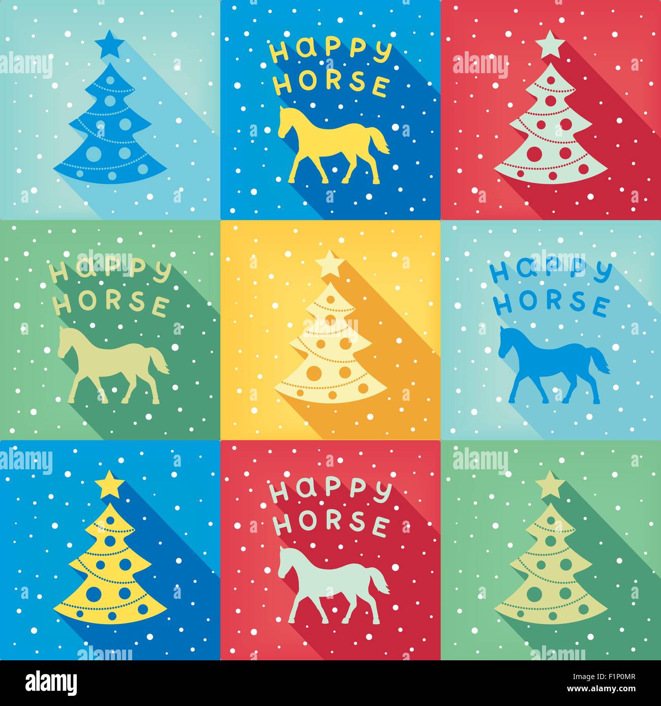 Retro pop-art pattern with Christmas symbols horse and fir-tree Stock  Vector Image & Art - Alamy