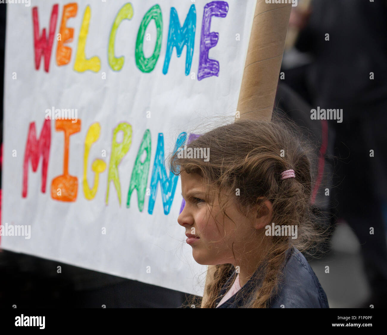 Pro Migration a demo demonstration demonstrator protest protester migrant migrants ...