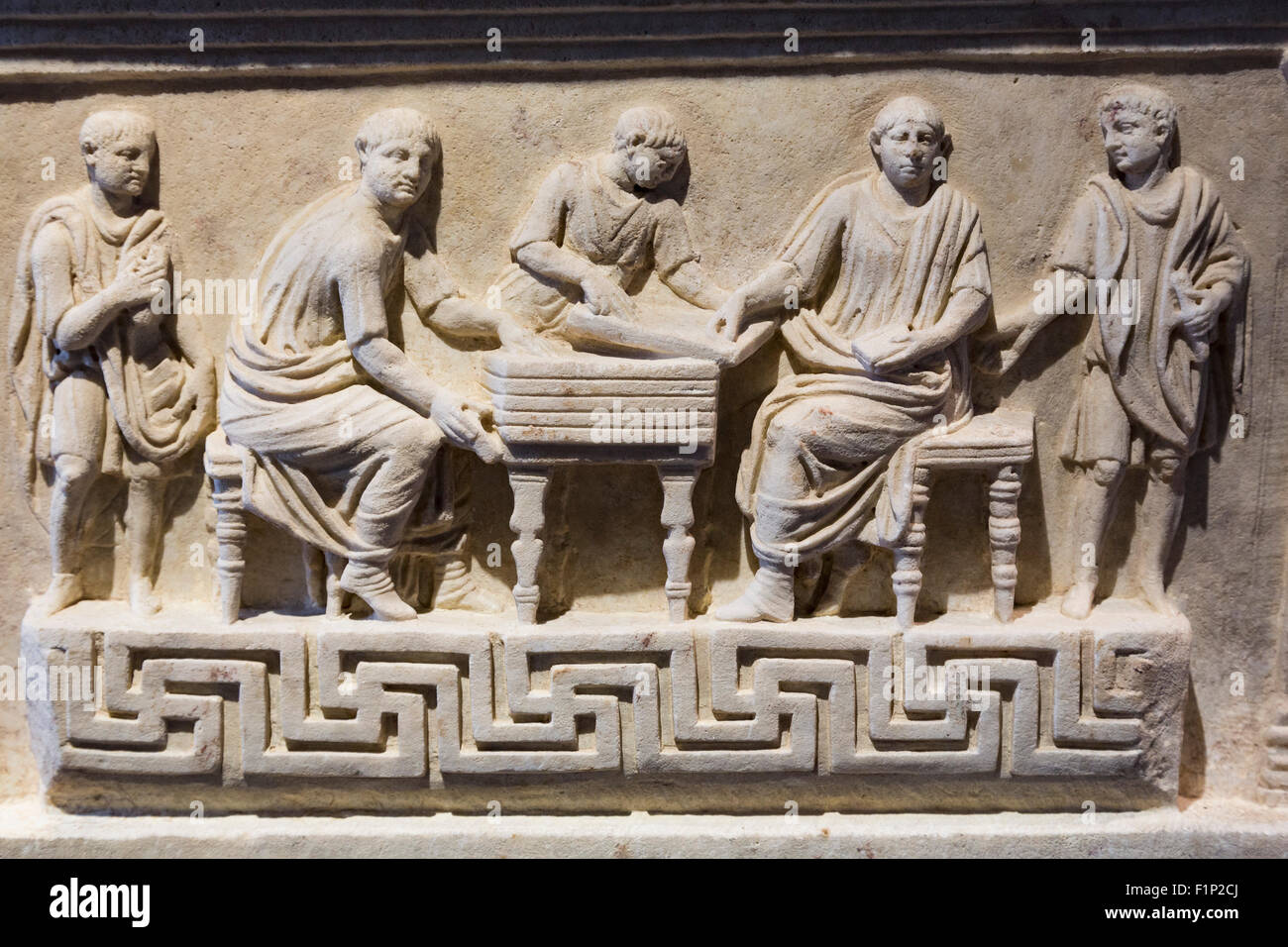 Rome, Italy.  Altar of the Scribes. Marble. From the necropolis of Via di Porto San Sebastiano. Stock Photo