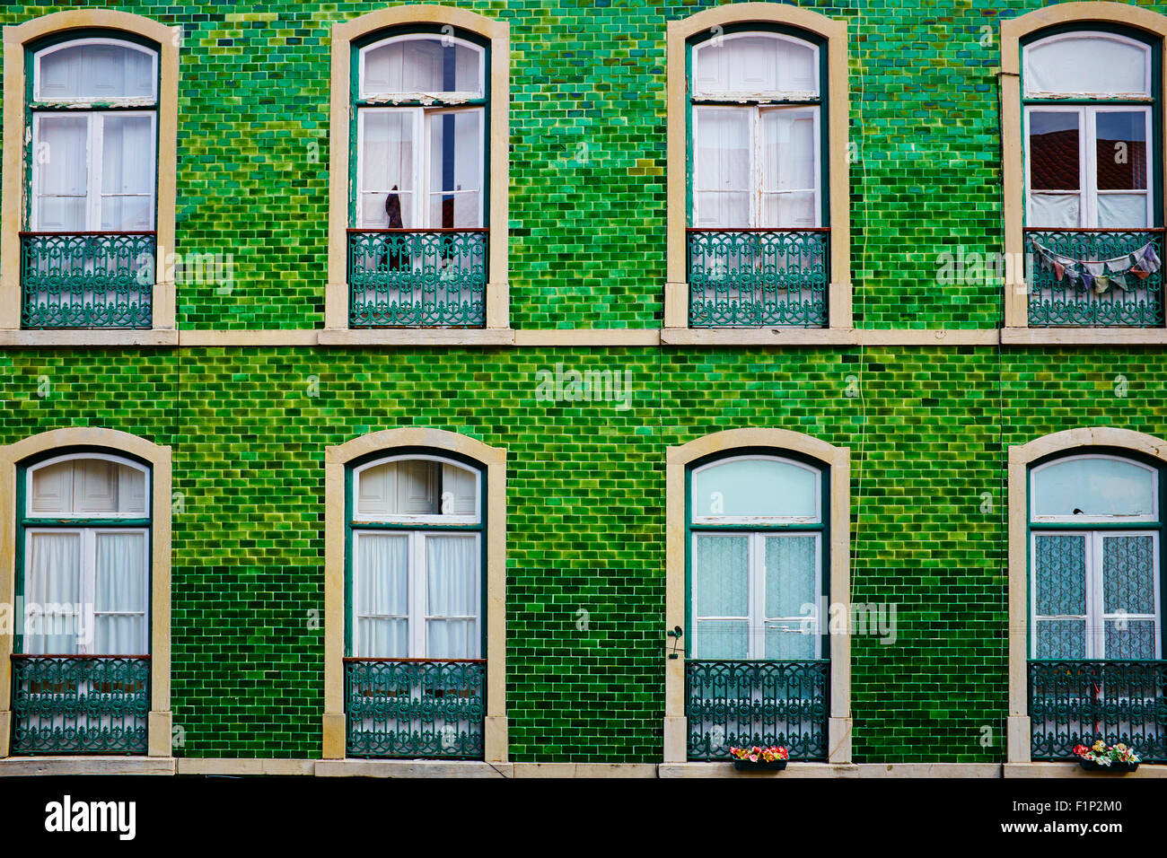 Portugal, Lisbon, front building in Bairro Alto area Stock Photo