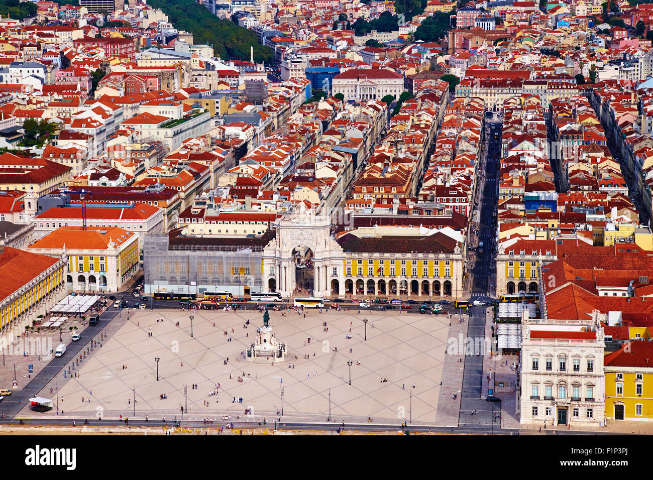 Portugal, Lisbon, Praca do Comercio, or Commerce Square. It is also known as Terreiro do Paco, or Palace Square after the Royal Stock Photo