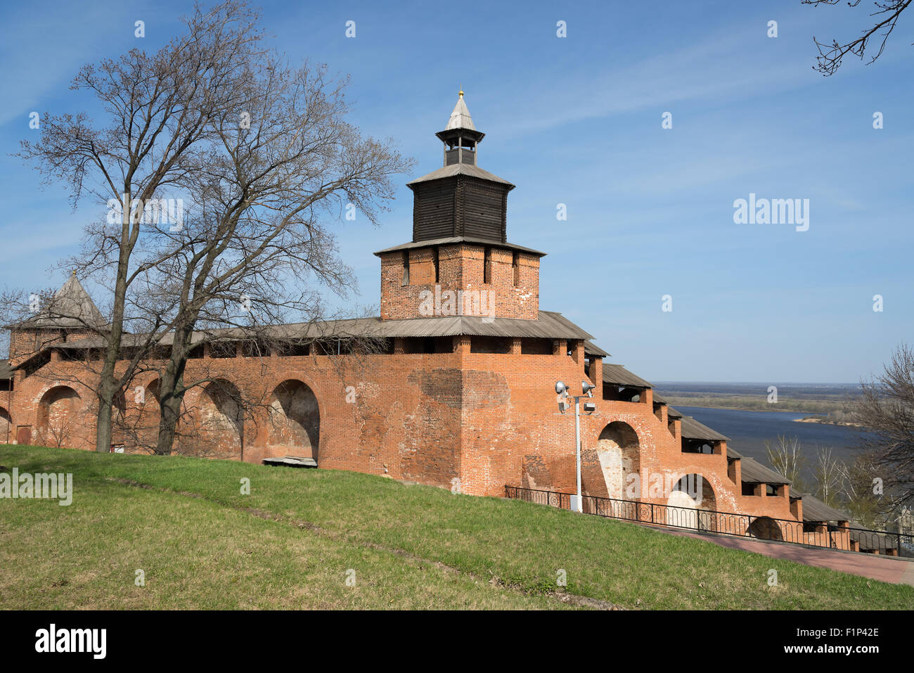 Wall and tower of Nizhny Novgorod Kremlin. Russia Stock Photo
