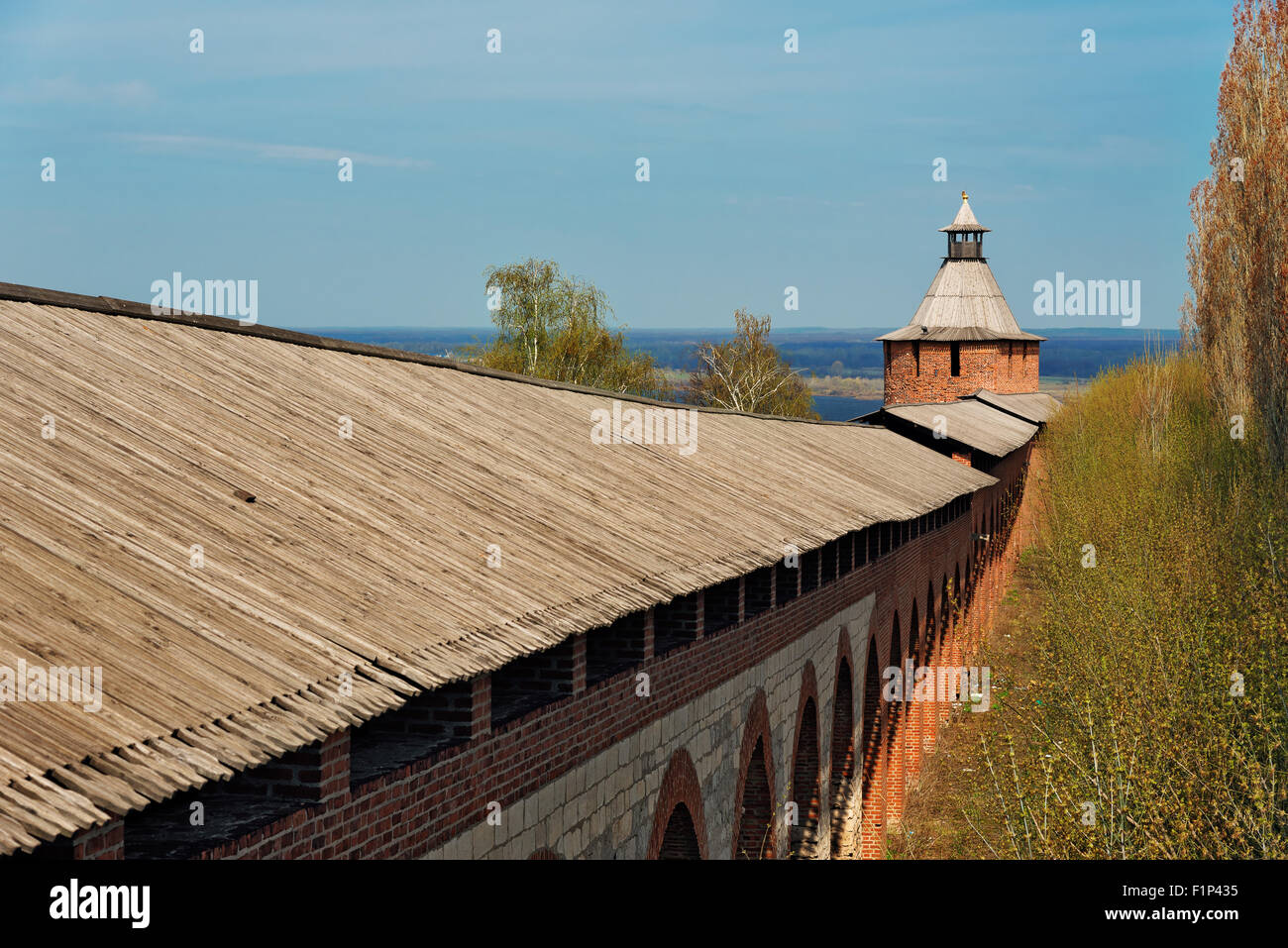 Wall and tower of Nizhny Novgorod Kremlin. Russia Stock Photo