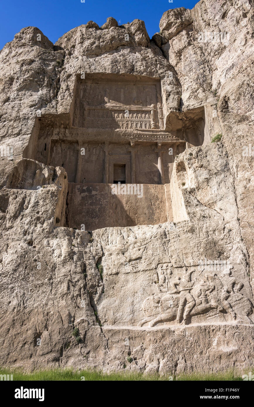 Achaemenid tomb of Darius II and Sassanid relief of equestrian victory