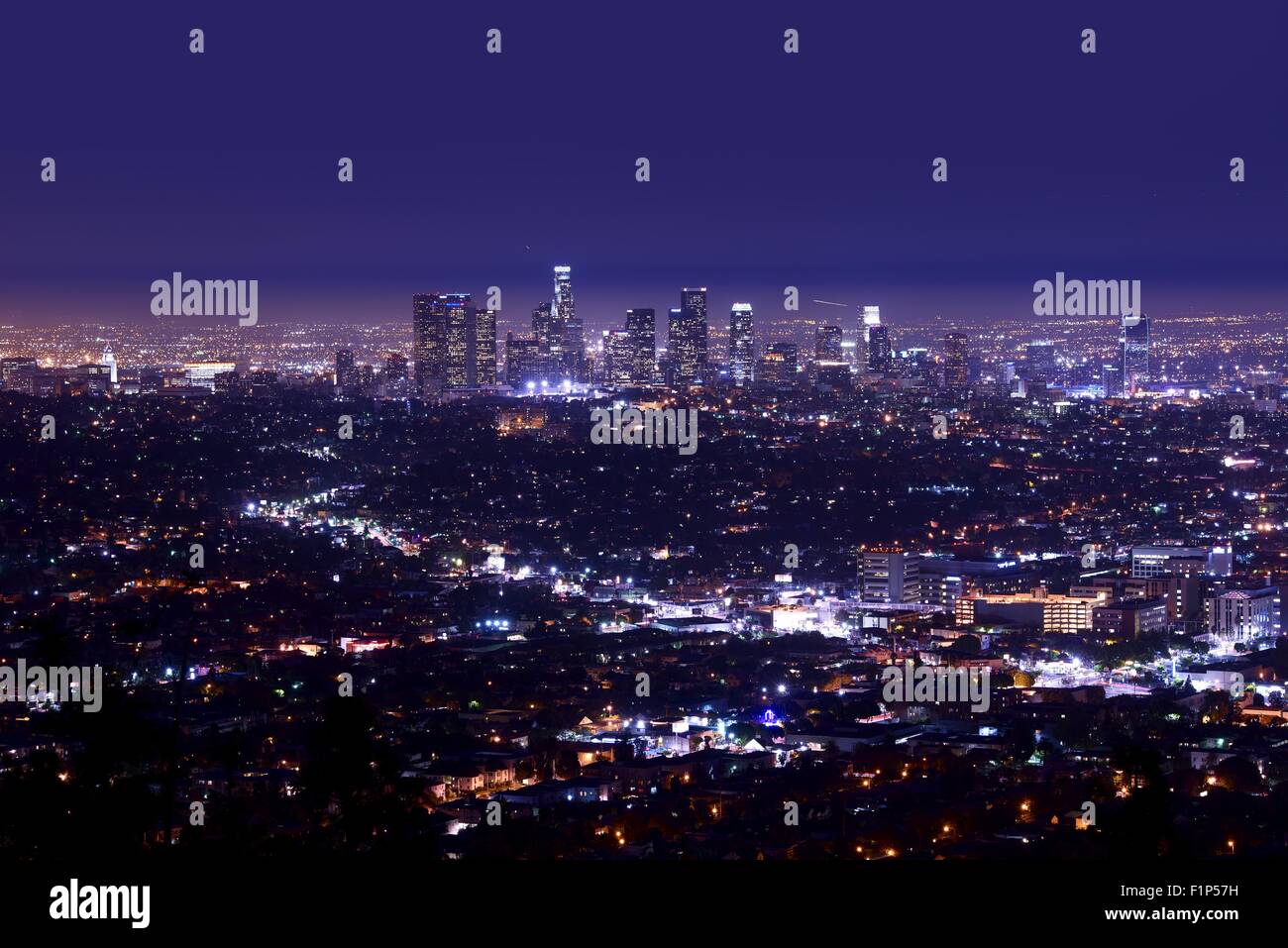 Los Angeles Night Skyline Aerial Photography. Los Angeles, California ...