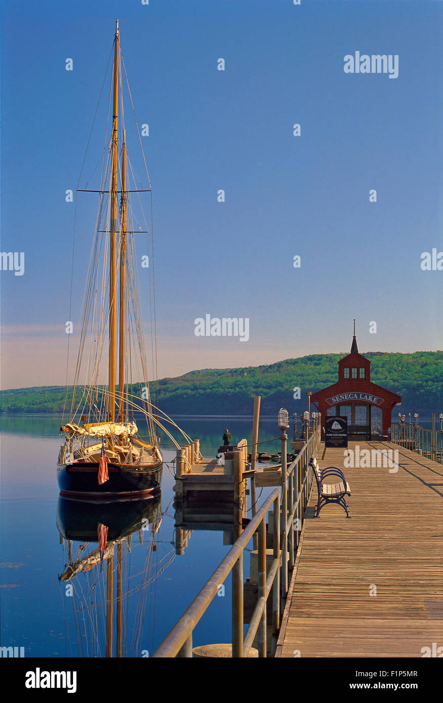 Town dock on Seneca Lake, Watkins Glen, New York, USA Stock Photo