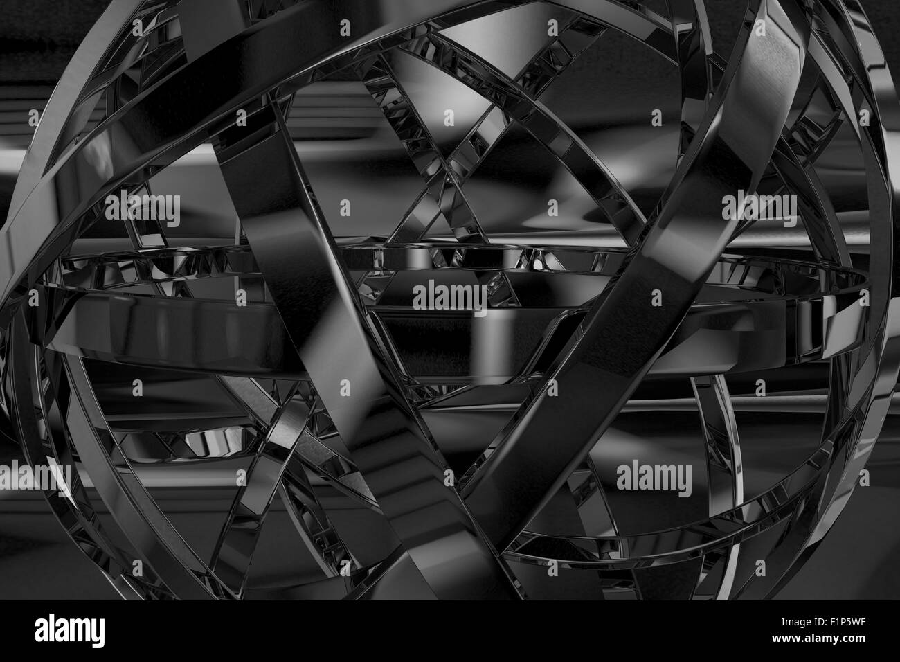 Abstract Metal Object - Abstract 3D Design. Black and White. Stock Photo