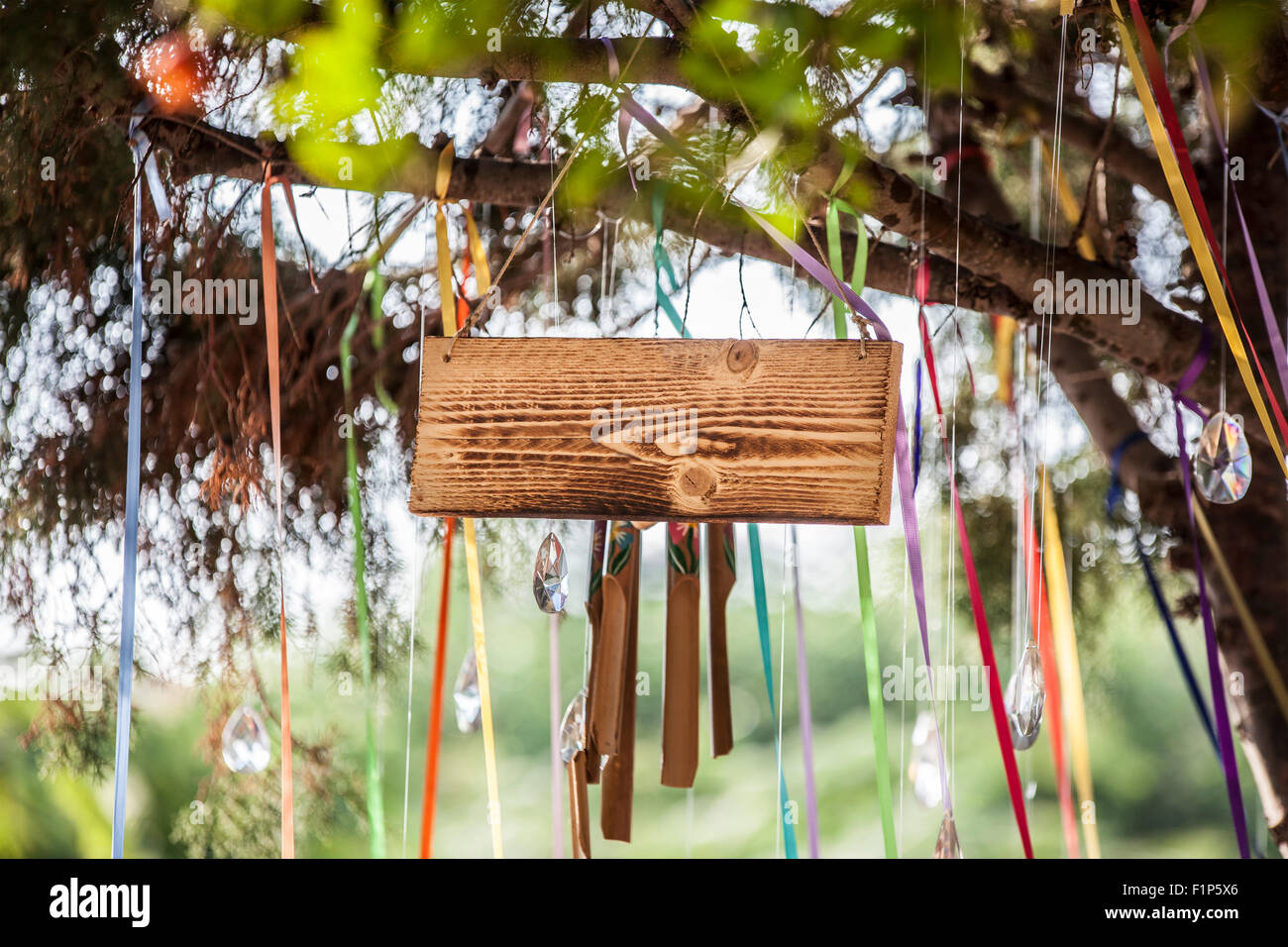 colorful wish tree at festival Stock Photo