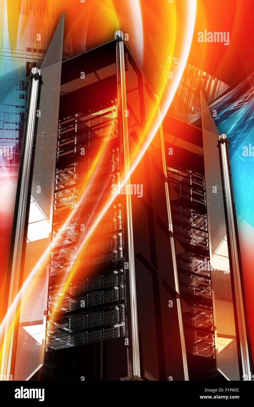 Hottest Server Deals. Hosting and Networking Theme. Cool Colorful Vertical  Hosting Theme with Server Racks and Burning Orange-Re Stock Photo - Alamy