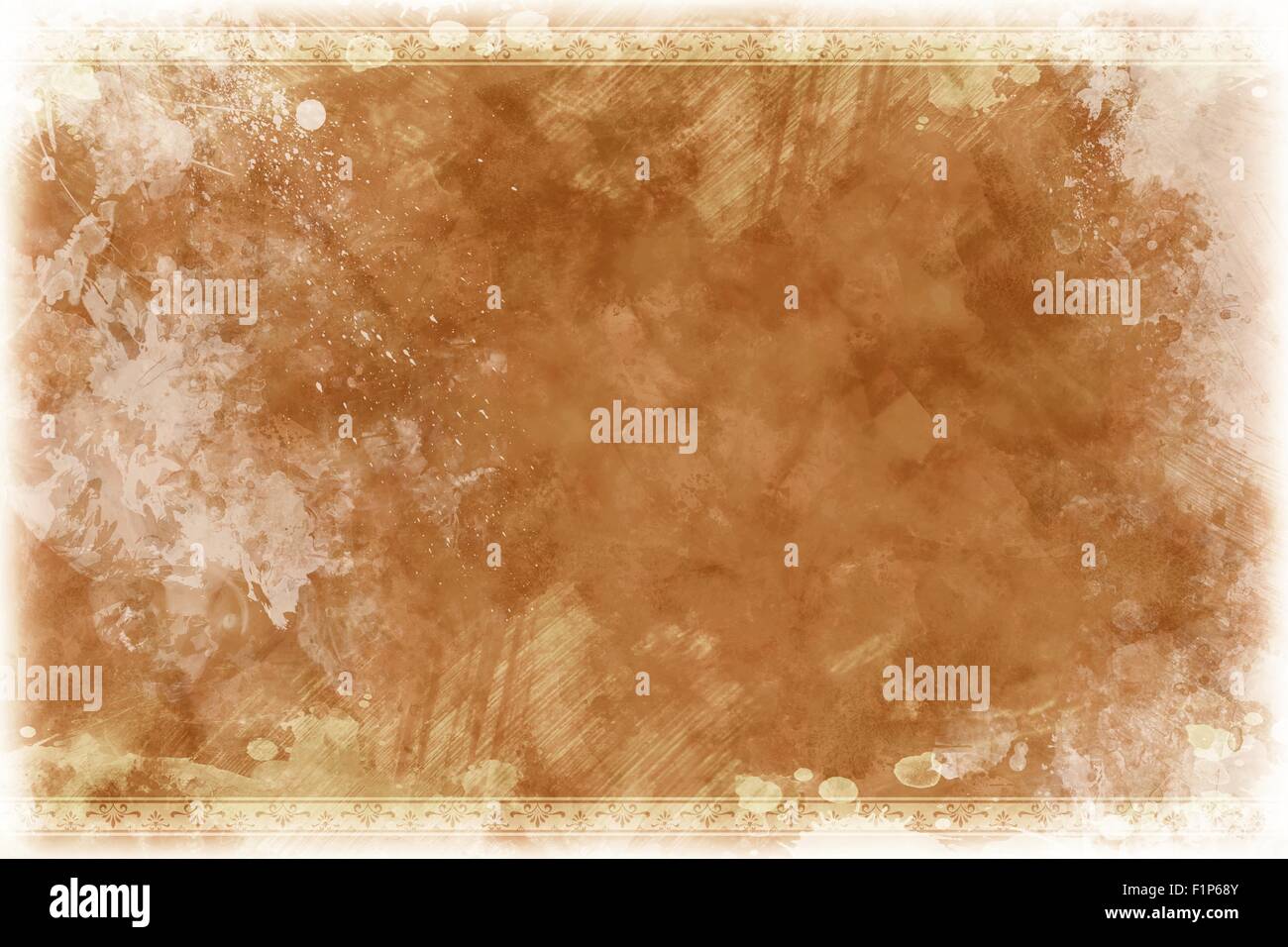 Old-Paper Fashioned Vintage Background. Light Browny. White Grunge Corners with White Ink Splashes Stock Photo