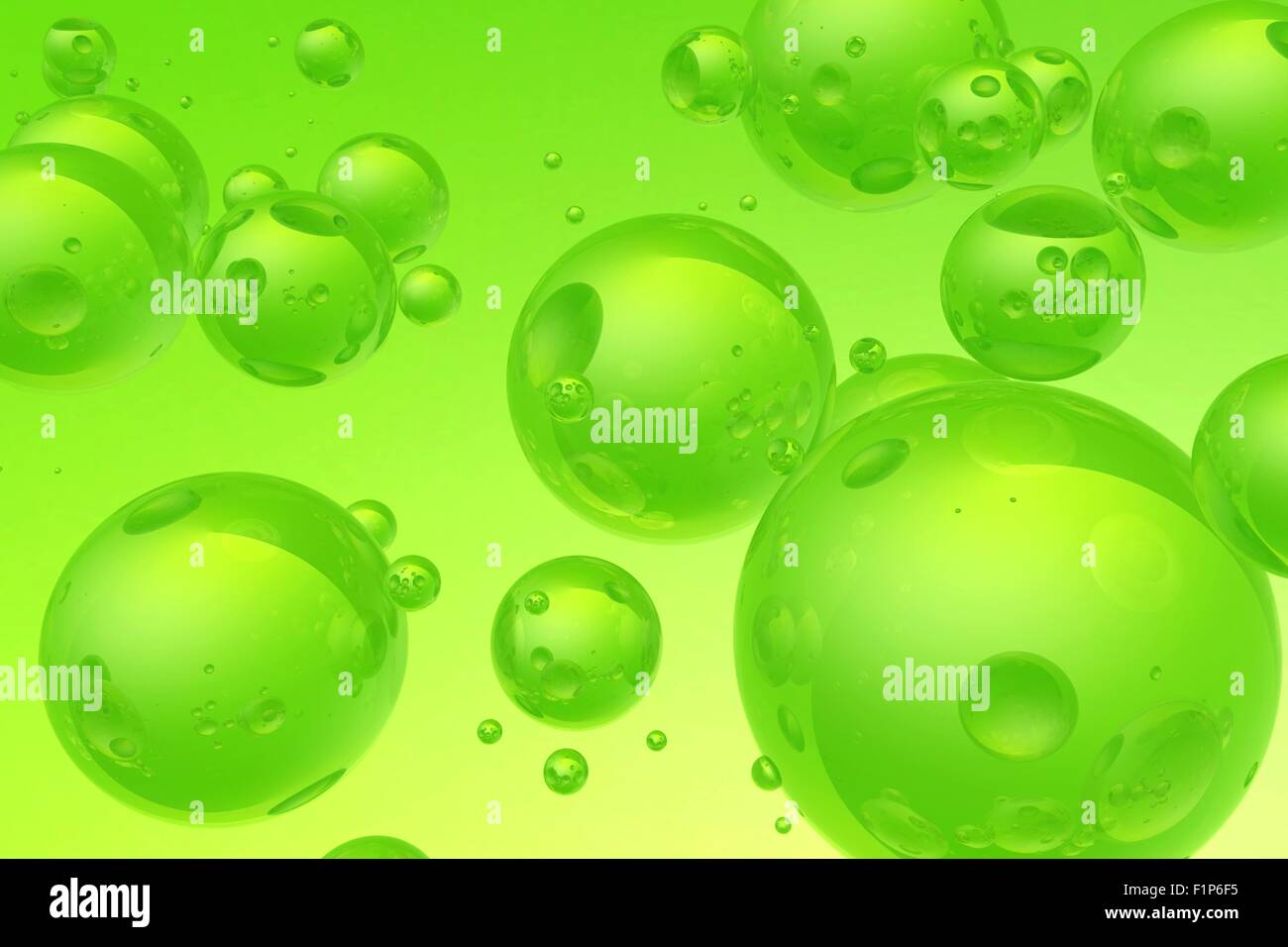 Cool Realistic Green Bubbles Background. 3D Render Illustration Stock ...