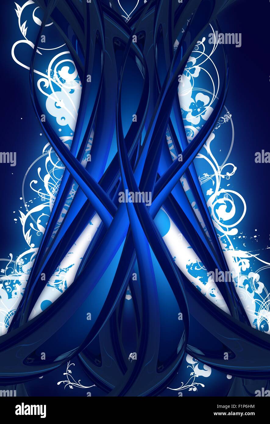 Blue Digital Tree Concept Abstract Illustration White Floral Ornament In The Background Cool Vertical Design Stock Photo Alamy