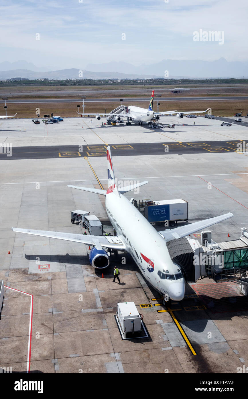 Cape Town South Africa,International Airport,CPT,terminal,gate,British Airways,plane,commercial airliner airplane plane aircraft aeroplane,jet,commerc Stock Photo